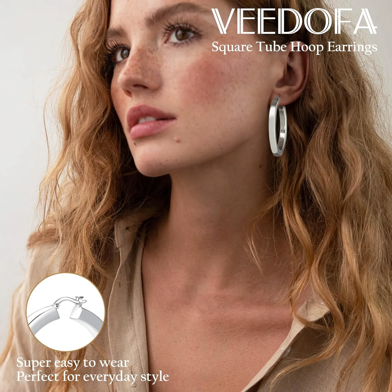 6mm Wide Large Square Tube Hoop Earrings for Women Hypoallergenic Big Chunky 14K Gold Plated Hoops with 925 Sterling Silver Posts Lightweight Thick Hoop Earrings for Women Trendy 30/40/50/60mm