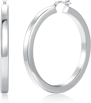 6mm Wide Large Square Tube Hoop Earrings for Women Hypoallergenic Big Chunky 14K Gold Plated Hoops with 925 Sterling Silver Posts Lightweight Thick Hoop Earrings for Women Trendy 30/40/50/60mm