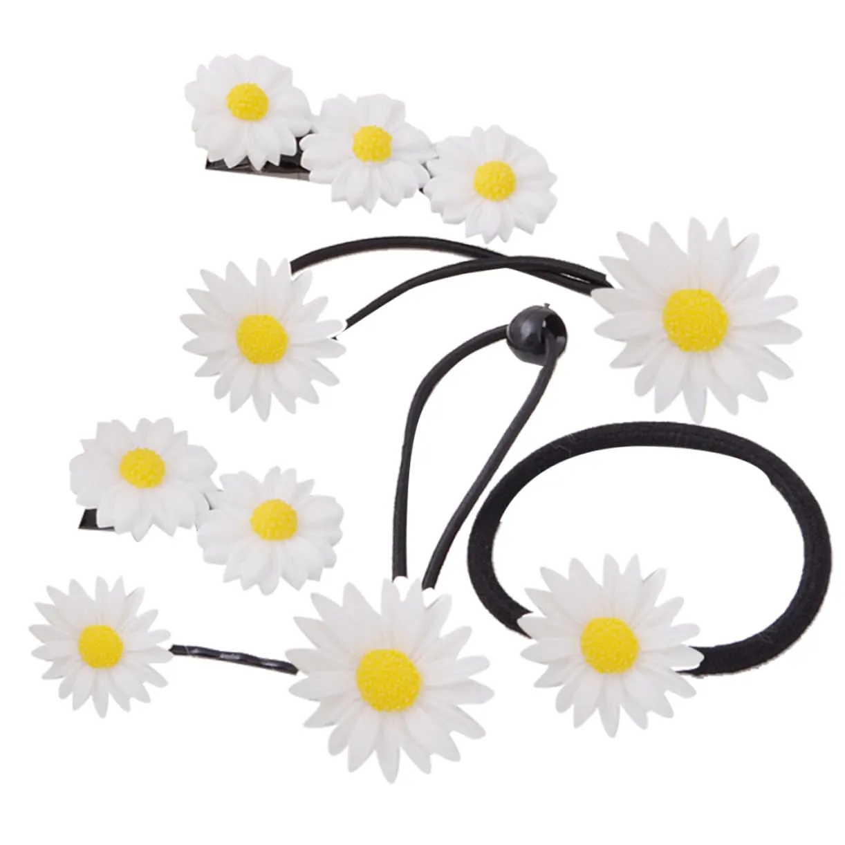 6pcs Set Daisy Flower Hair Clip Elegant Flower Shape Hair Band for Girls Women Ladies Easy to Use for Wedding Daily Travel Party