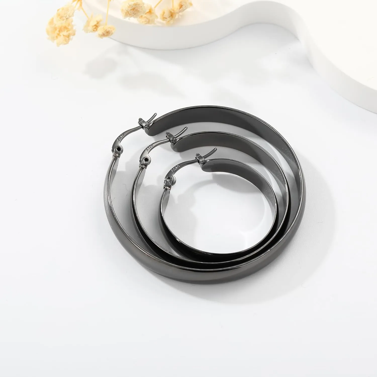 8mm Thick 925 Sterling Silver Hoops Earrings for Women 14K Real Gold Large Hoop Earrings Hypoallergenic and Lightweight Big Hoop Earrings for Women 20/30/40/50/60/70MM