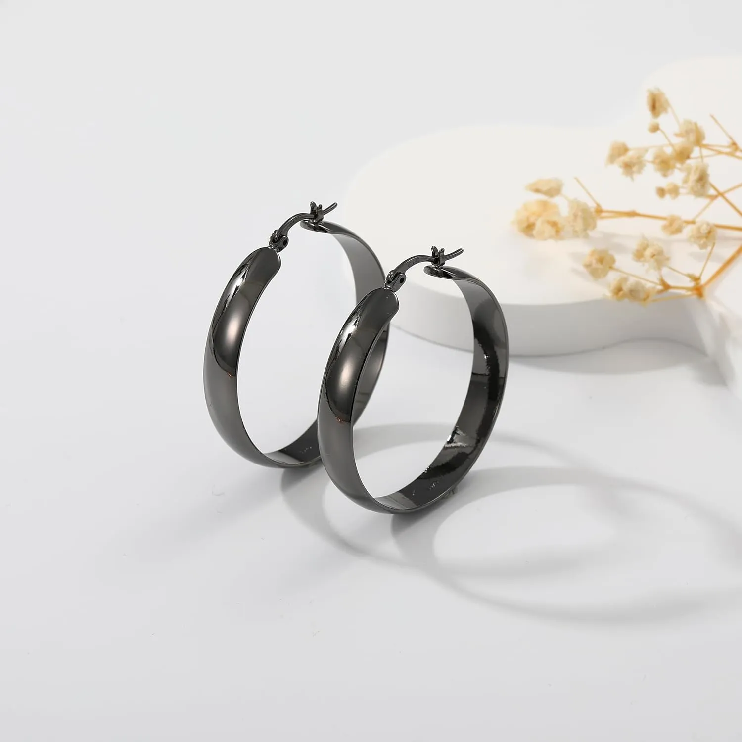 8mm Thick 925 Sterling Silver Hoops Earrings for Women 14K Real Gold Large Hoop Earrings Hypoallergenic and Lightweight Big Hoop Earrings for Women 20/30/40/50/60/70MM
