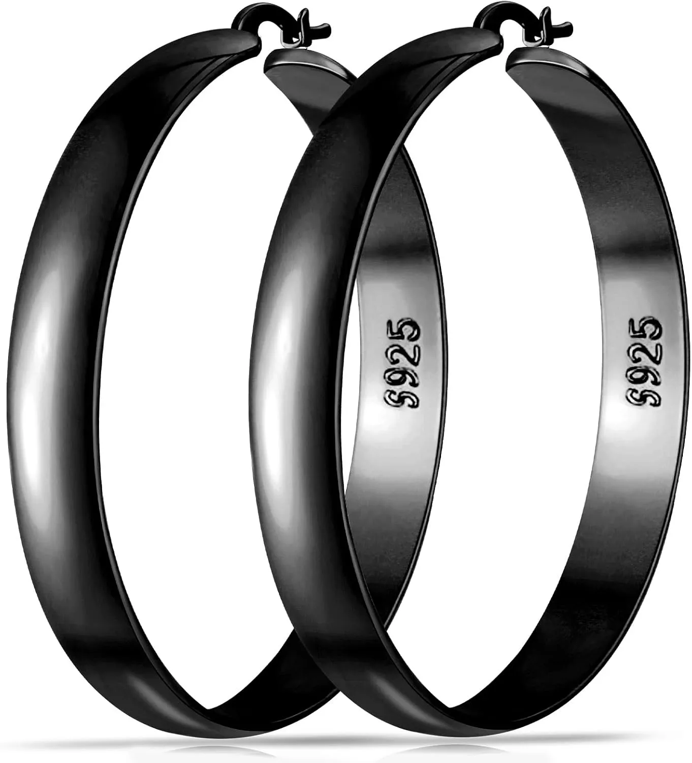 8mm Thick 925 Sterling Silver Hoops Earrings for Women 14K Real Gold Large Hoop Earrings Hypoallergenic and Lightweight Big Hoop Earrings for Women 20/30/40/50/60/70MM