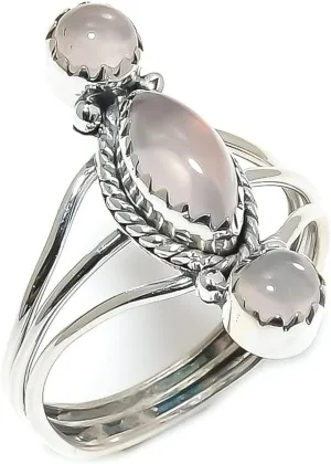 925 Sterling Silver Adjustable Ring - 3 Gemstones Marquise & Round Shape Handmade Ring for Women, Statement Jewelry Gift for Her