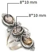 925 Sterling Silver Adjustable Ring - 3 Gemstones Unique Handmade Ring for Women, Statement Jewelry Gift for Her