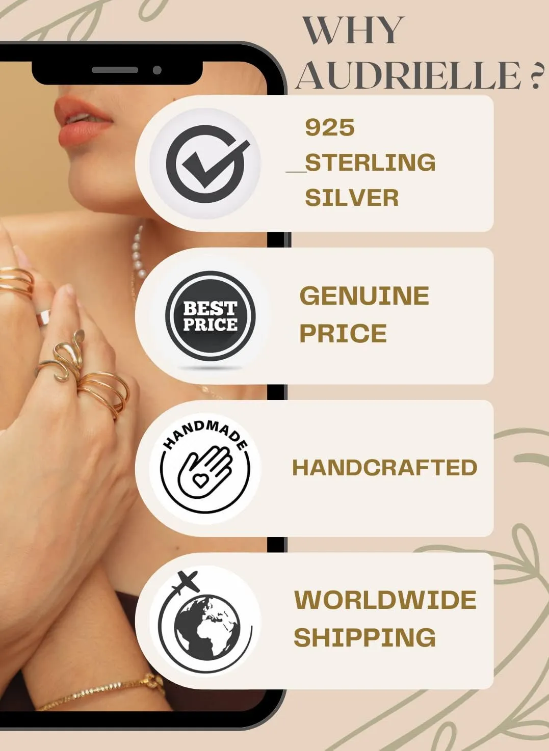 925 Sterling Silver Adjustable Ring - Round Shape 3 Gemstones Handmade Ring for Women, Statement Jewelry for Gift