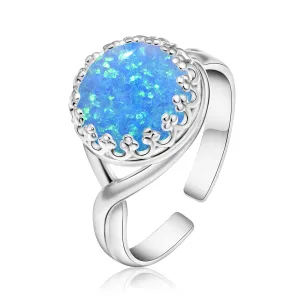 925 Sterling Silver Blue Opal Rings for Women - Anniversary Rings for Women - Sterling Silver Rings for Women - Dainty Sterling Silver Rings - Sterling Silver Opal Ring - Anniversary Bands