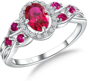 925 Sterling Silver Celtic Knot Engagement Ring for Women Moissanite/Cubic Zirconia Inlaid Oval Shaped Birthstone Rings Cocktail Wedding Birthday Jewelry(with Box)