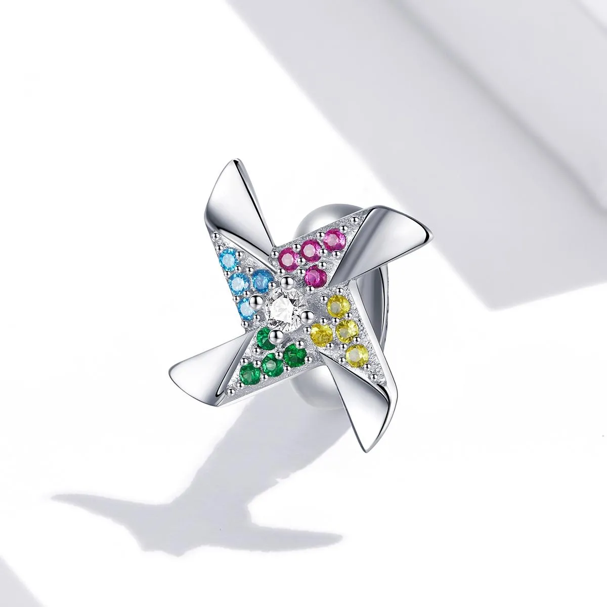 925 Sterling Silver Colorful Windmill Beads For Diy Bracelets & Necklaces