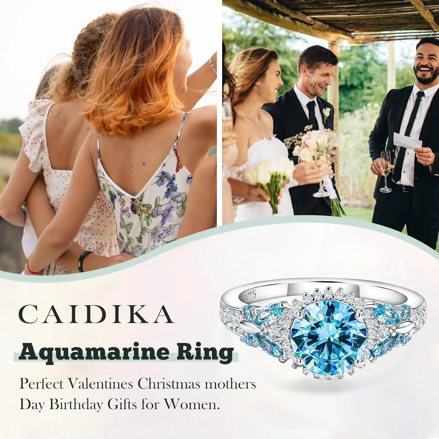 925 Sterling Silver Gemstone Engagement Ring for Women Moissanite/Zircon &Created Amethyst/Aquamarine/Emerald/Ruby/Sapphire Promise Rings Cocktail Wedding Birthday Jewelry