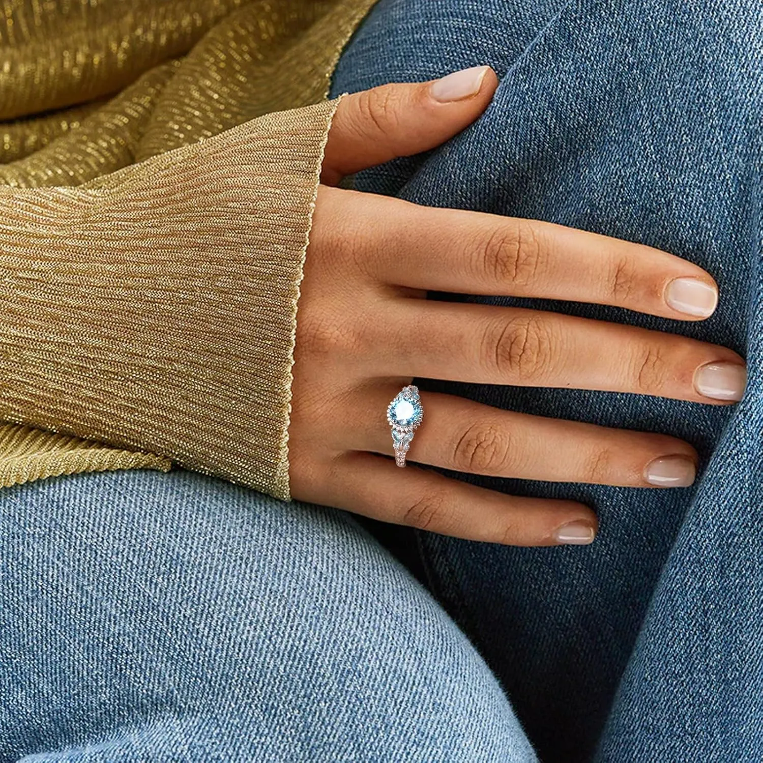 925 Sterling Silver Gemstone Engagement Ring for Women Moissanite/Zircon &Created Amethyst/Aquamarine/Emerald/Ruby/Sapphire Promise Rings Cocktail Wedding Birthday Jewelry