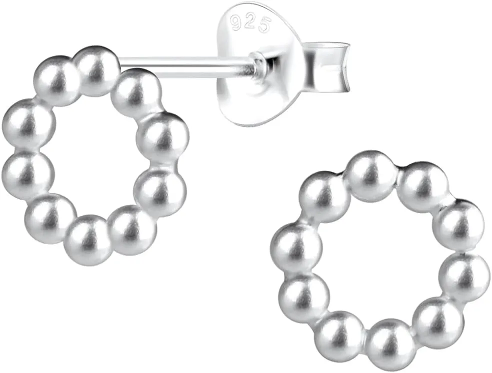 925 Sterling Silver Round Ball Circle Stud Earrings