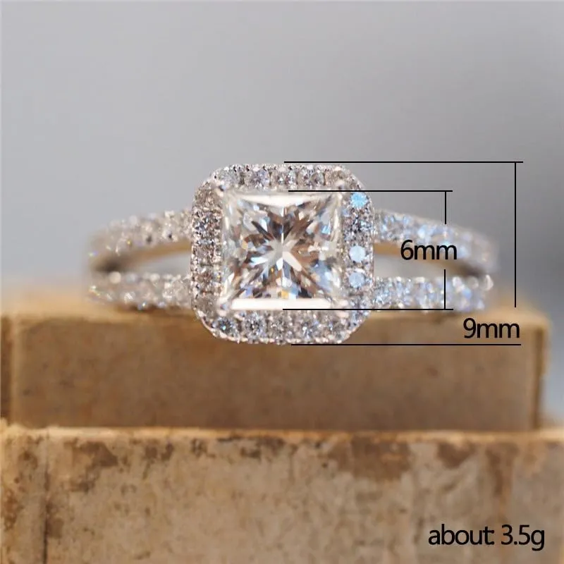 925 Sterling Silver Square Diamond Promise Ring Split Rings Cocktail Rings Criss Cross Ring Entwined Rhodium Plated AAA Cubic Zirconia CZ Eternity Wedding Band Rings Stacking Rings for Women ??8??