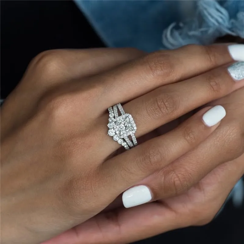 925 Sterling Silver Square Diamond Promise Ring Split Rings Cocktail Rings Criss Cross Ring Entwined Rhodium Plated AAA Cubic Zirconia CZ Eternity Wedding Band Rings Stacking Rings for Women ??8??
