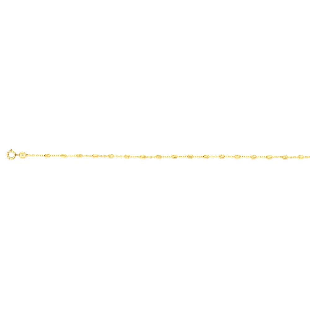 9ct Yellow Gold Diamond Cut Fancy 27cm Anklet