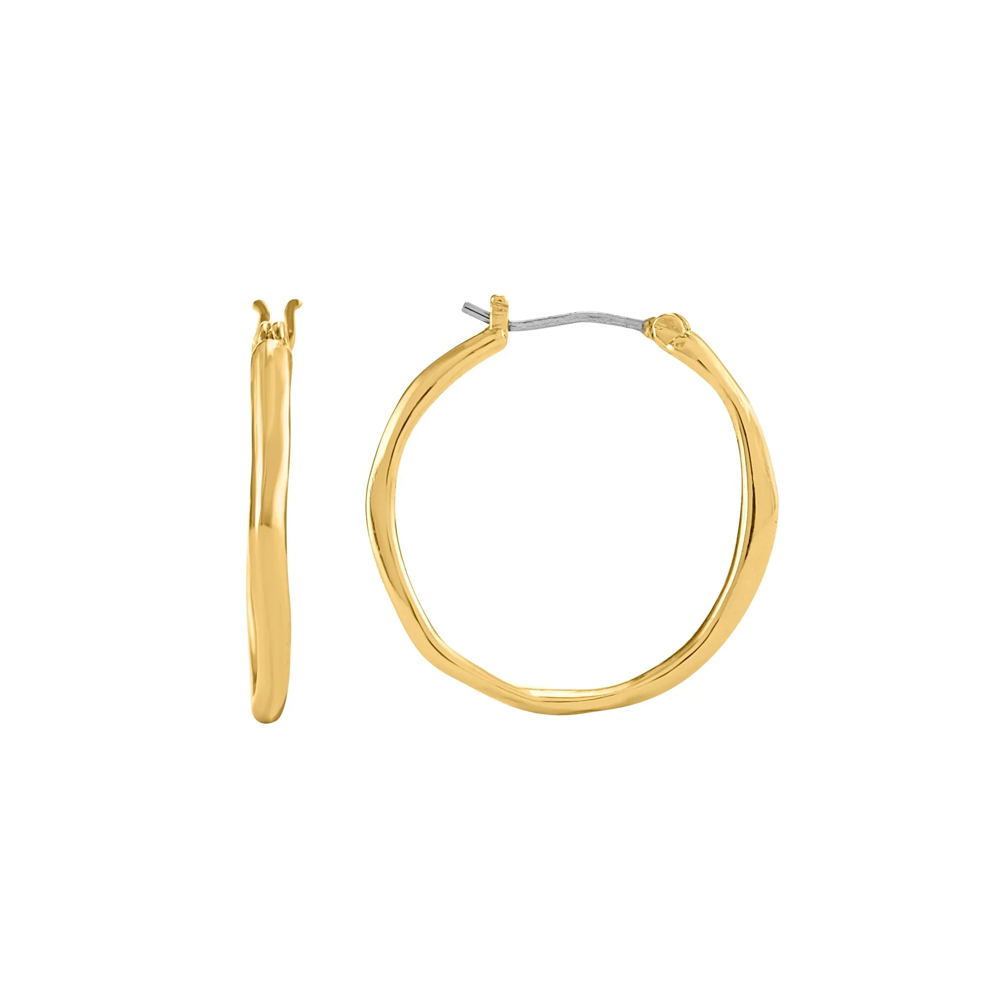 Accessorize London Women 14K Real Gold Plated Thin Molten Hoop Earrings