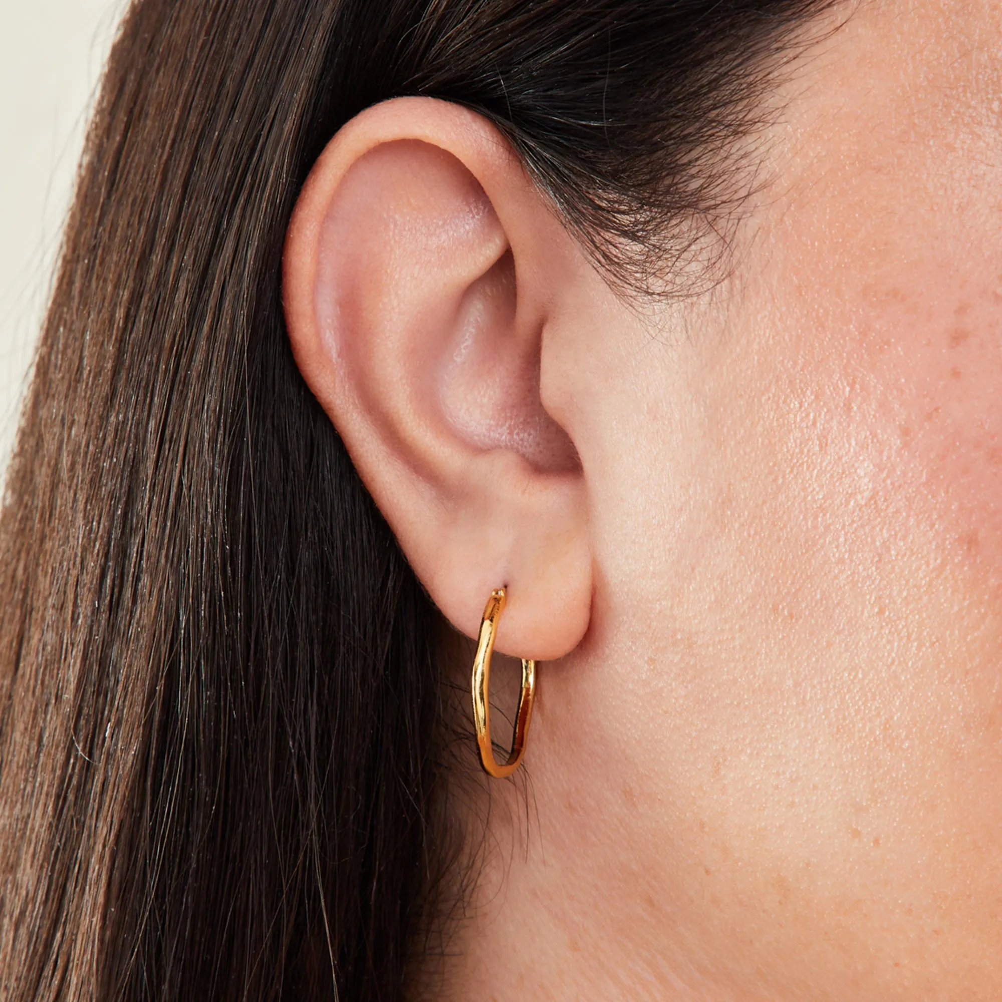 Accessorize London Women 14K Real Gold Plated Thin Molten Hoop Earrings