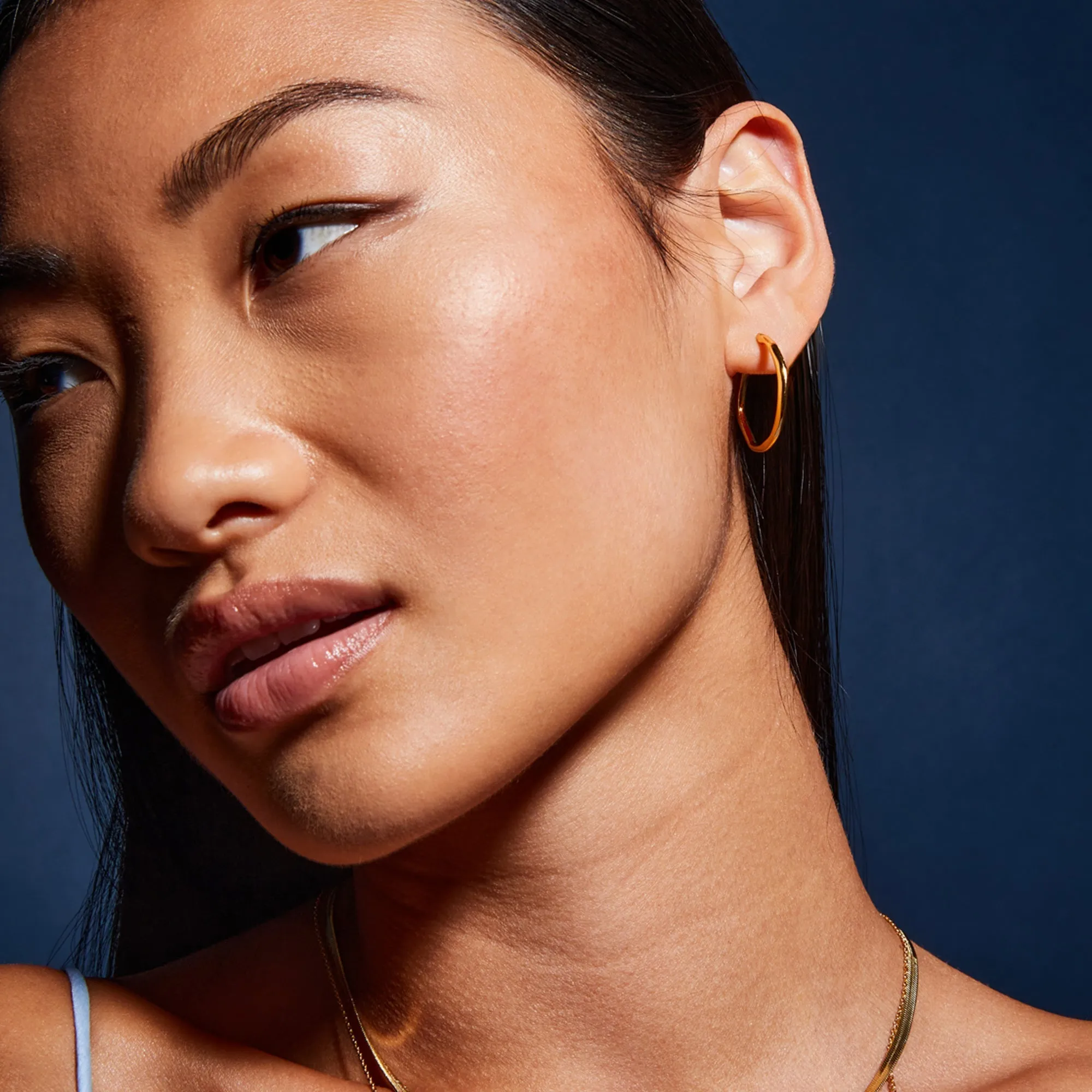 Accessorize London Women 14K Real Gold Plated Thin Molten Hoop Earrings