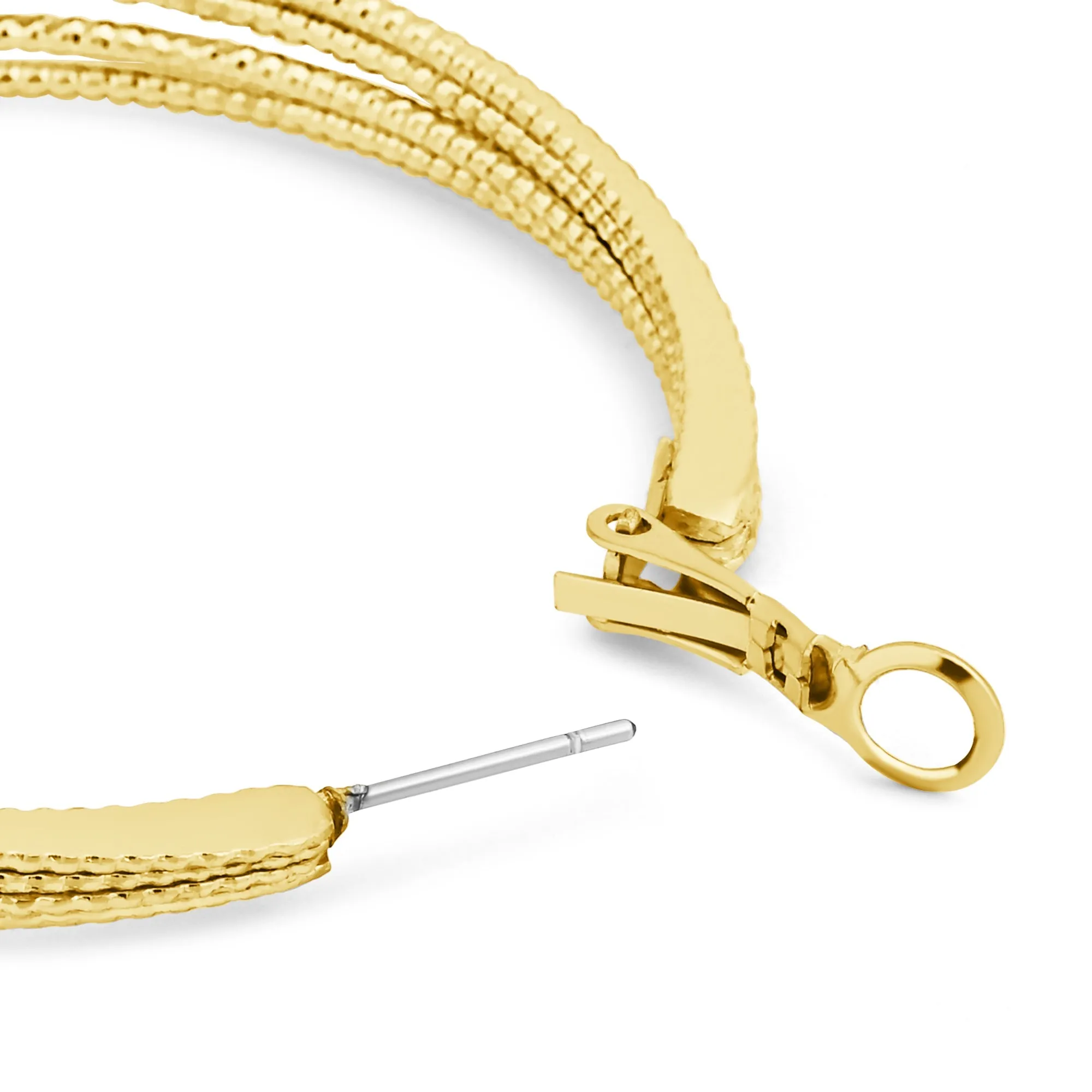 Accessorize London Women Gold Textured Layer Hoop Earrings