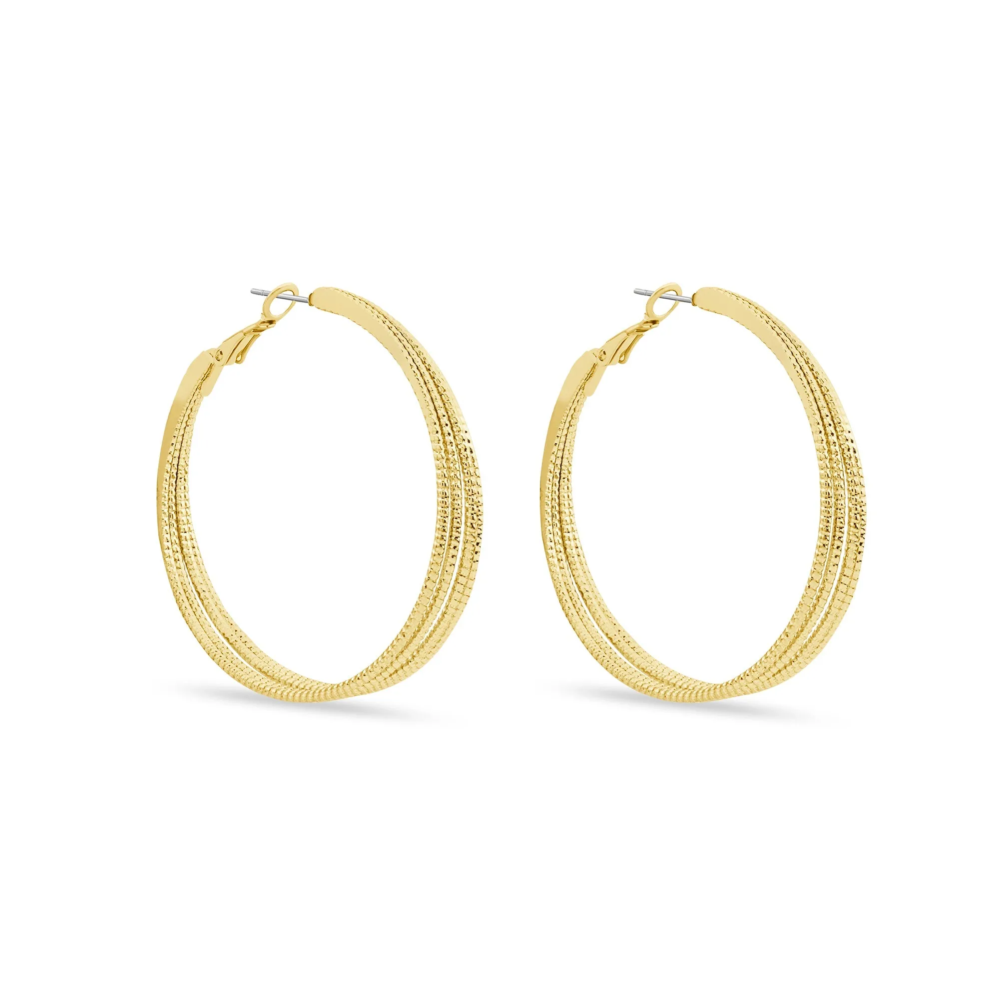 Accessorize London Women Gold Textured Layer Hoop Earrings