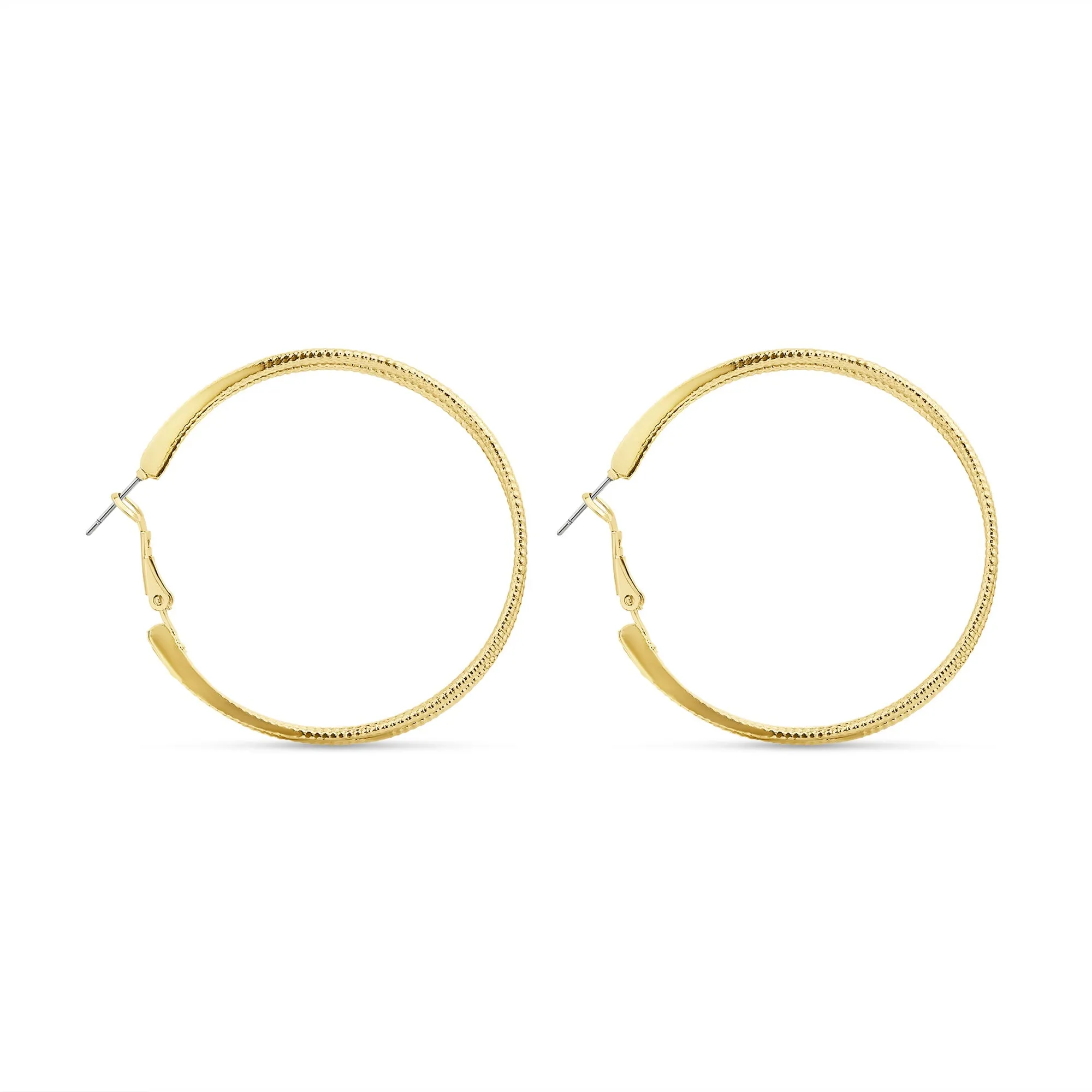 Accessorize London Women Gold Textured Layer Hoop Earrings
