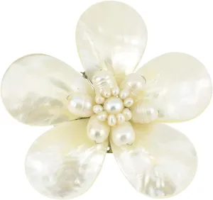 AeraVida Daisy Delight White Mother of Pearl and Cultured Freshwater White Pearl Pin or Brooch | Mother of Pearl Brooch | Freshwater Pearl Brooches for Women | Brooch Pin Jewelry Gifts
