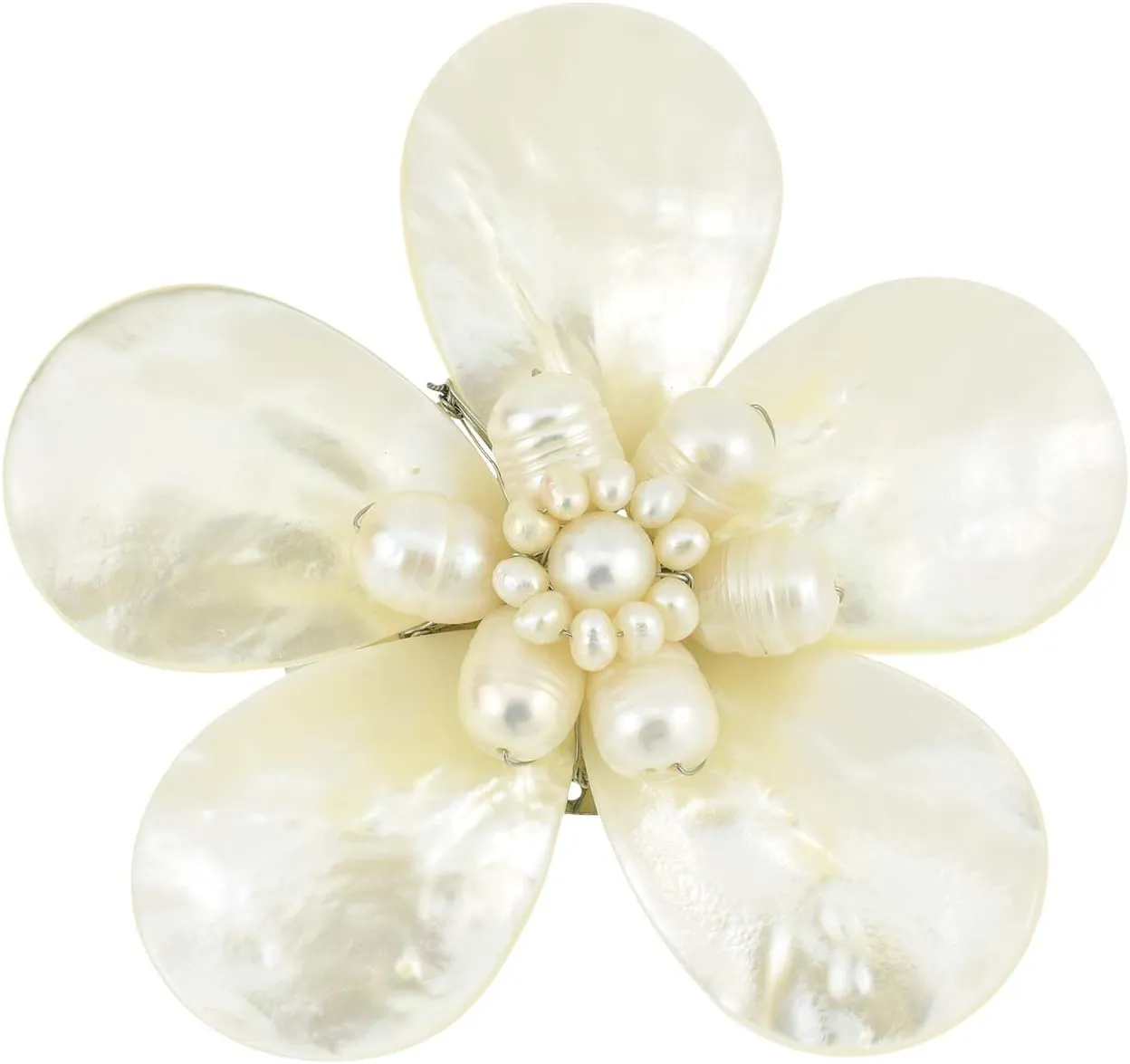 AeraVida Daisy Delight White Mother of Pearl and Cultured Freshwater White Pearl Pin or Brooch | Mother of Pearl Brooch | Freshwater Pearl Brooches for Women | Brooch Pin Jewelry Gifts