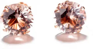 Amy & Annette 18k Rose Over Sterling Silver Genuine Morganite Stud Earrings - Great Gift Idea for Every Occasion - Size (8mm)