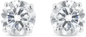 ANGEL SALES 1.30Ctw Round Cut CZ White Diamond Push Back Stud Earrings with 925 Sterling Silver 14k White Gold Finish