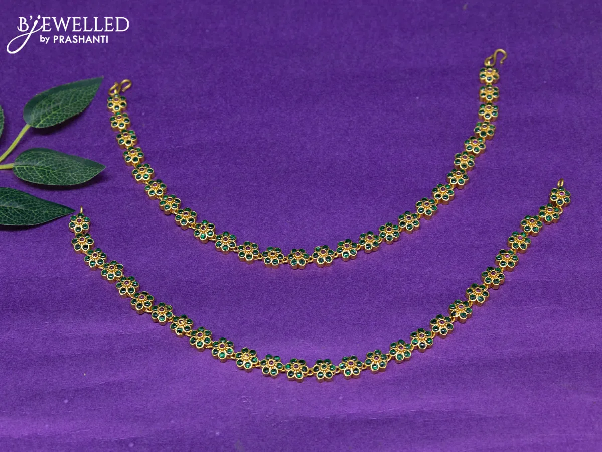 Antique anklet floral design with kemp stones