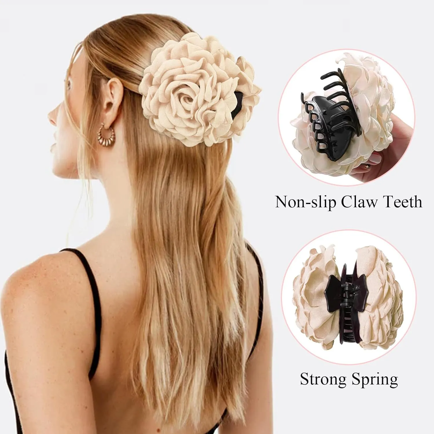 Babalet 2PCS Hair Clips for Women Large Rose Flower Hair Claw Clips for Thick Thin Long Hair Cute Hair Accessories(HotPink,PeaGreen)