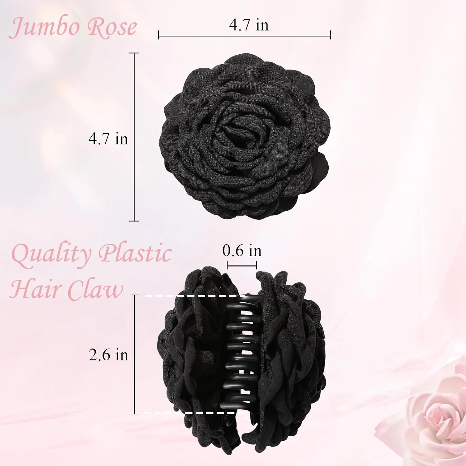 Babalet 2PCS Hair Clips for Women Large Rose Flower Hair Claw Clips for Thick Thin Long Hair Cute Hair Accessories(HotPink,PeaGreen)