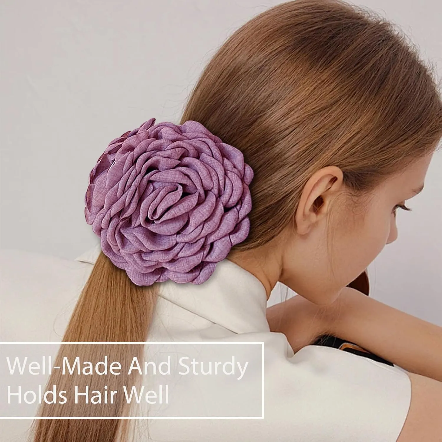 Babalet 2PCS Hair Clips for Women Large Rose Flower Hair Claw Clips for Thick Thin Long Hair Cute Hair Accessories(HotPink,PeaGreen)