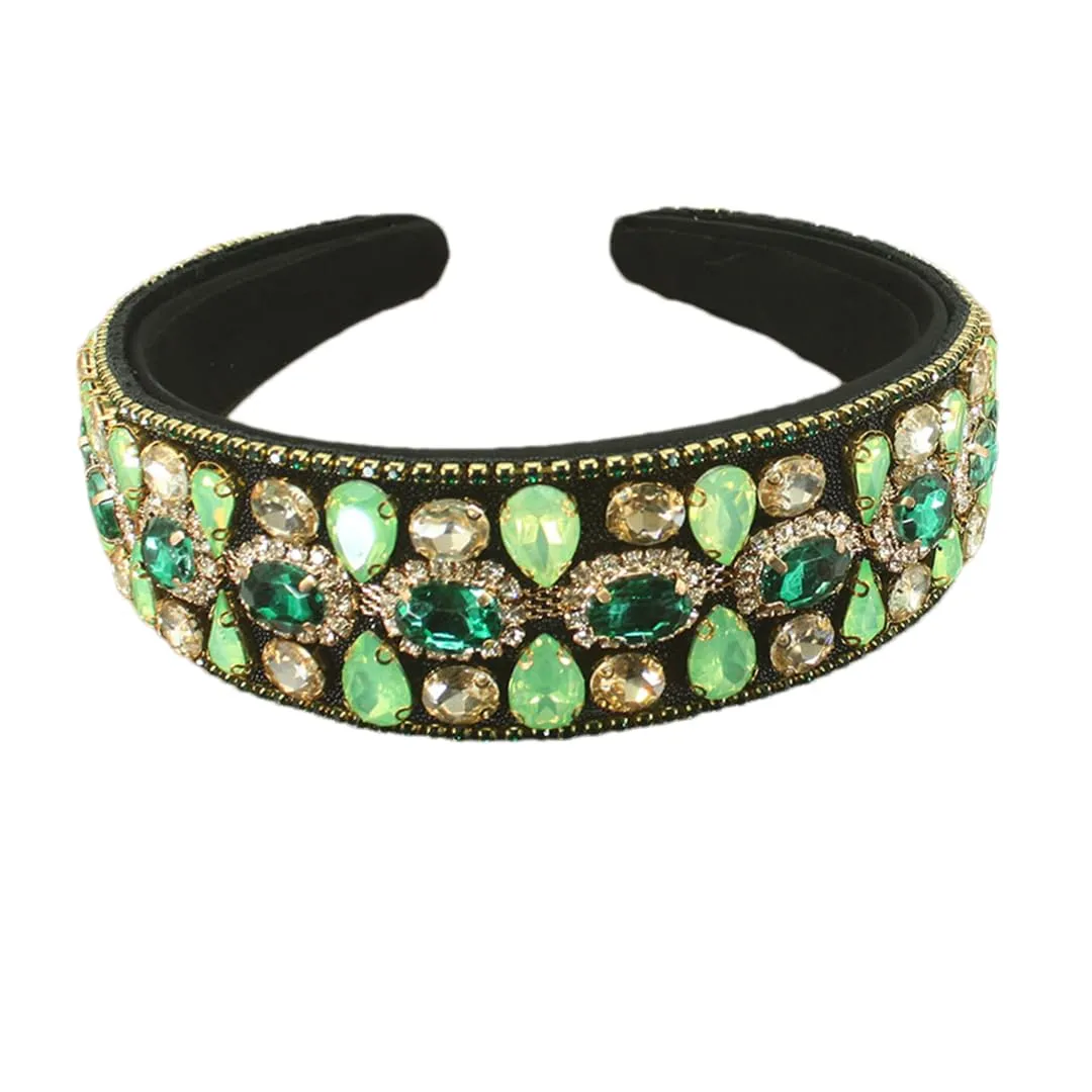 Baroque Rhinestone Hairband Hair Accessories Wide Band Headband For Women Girls Wedding Party GN 3