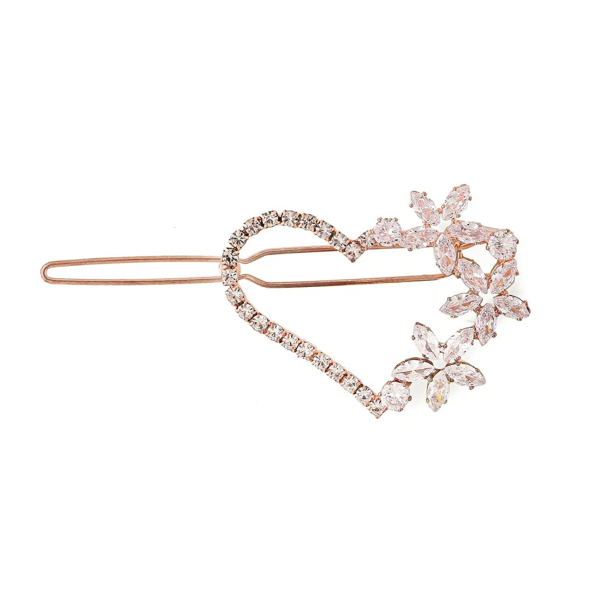 BBRATS Bun Pin for Women and Girls Gold Toned White Crystal Studded Heart Designed Ambada Juda Pin Bun Pin for Women and Girls