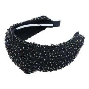 Beaded Wide Vintage Rhinestone Headpiece Crystal Embellished Hairband for Women