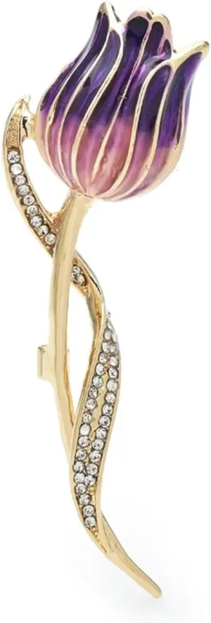 Beautiful Tulip Flower Brooches Pins For Women Girls Enamel Brooch Pins