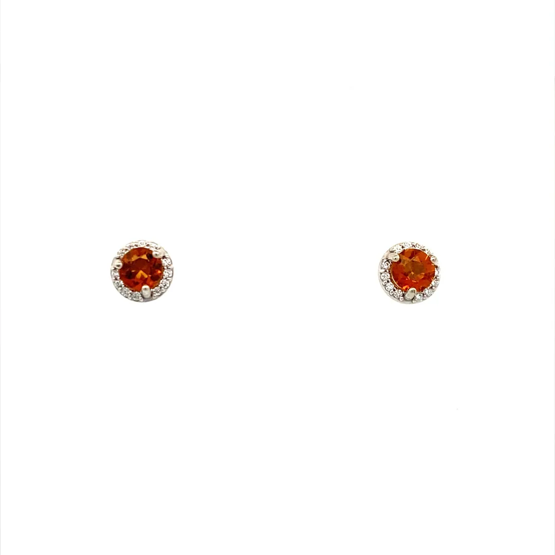 Beeghly & Co. White Gold Citrine Halo Studs