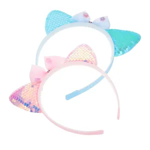 BESPORTBLE Little Girls Hair Accessories 2pcs Cat Ear Headband Glitter Ears Hair Clips for Boys and Girls