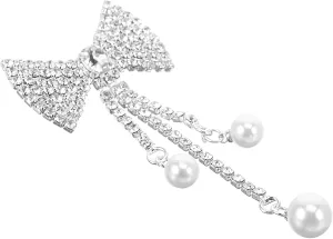 BESPORTBLE Rhinestone Bow Brooch Pearl Tassel Pin Elegant Rhinestone Buckle for Women
