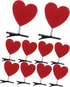 BESTOYARD 10pcs Valentines Day Heart Hair Clips Cute Hairpins for Women Soft Comfortable Barrettes Versatile Party Accessories Bag Decorations