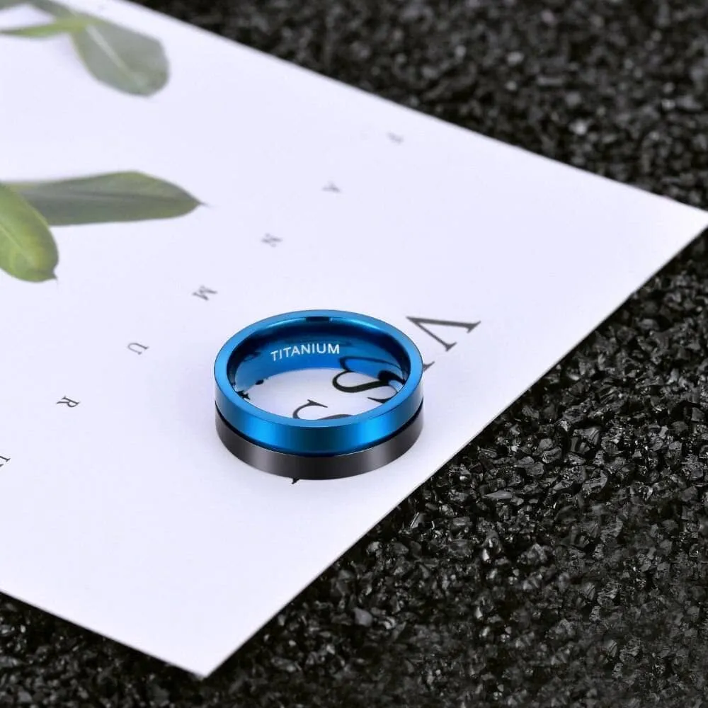 Black & Blue Titanium Men's Wedding Band