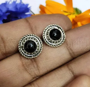 Black Onyx Studs, 925 Sterling Silver, Post Studs Earrings, Suds Earrings, Dainty Studs, Onyx Silver Studs, Gift For Her, Handmade Studs, Gemstone Studs Earrings, Daily Wear Jewelry, Gift For Women,