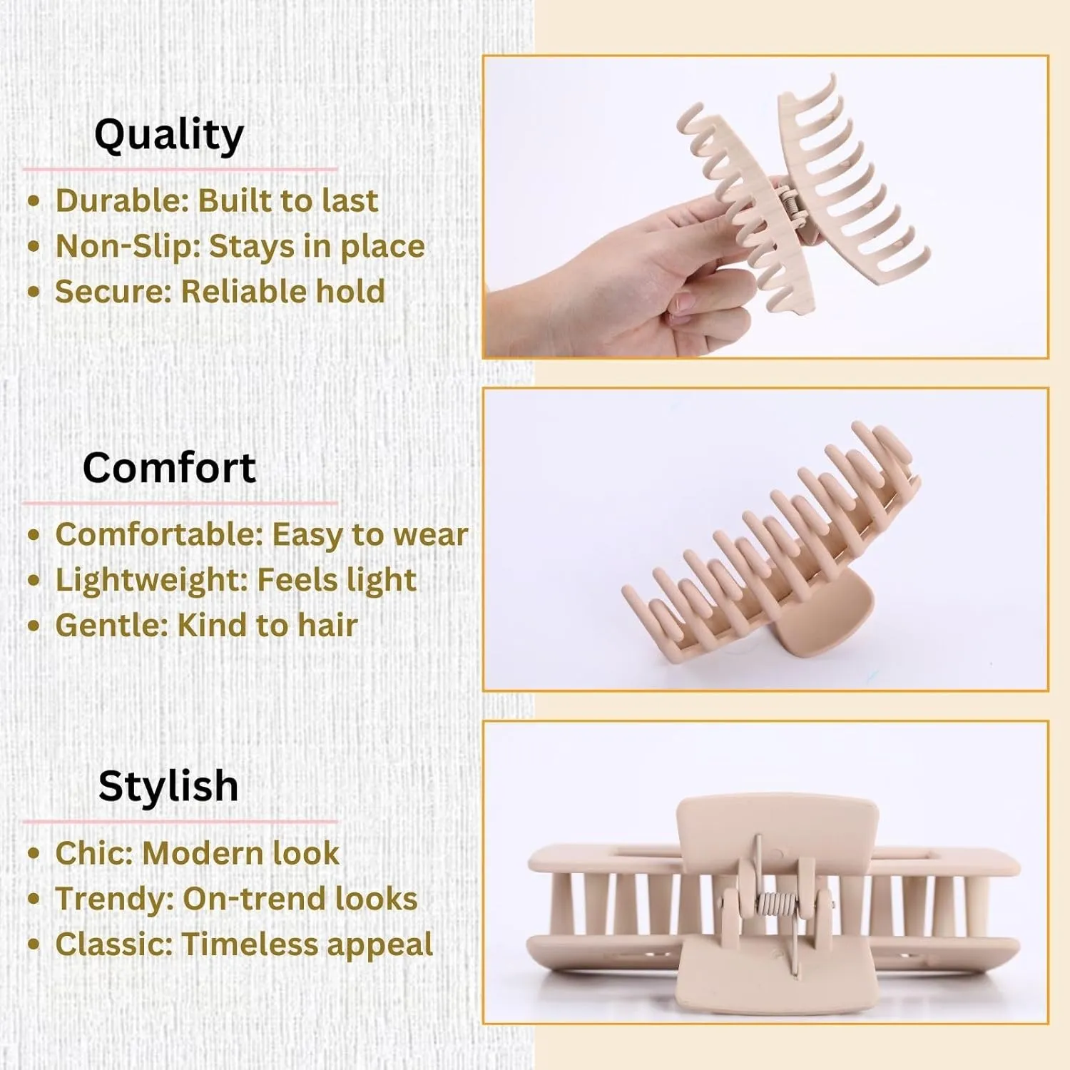 Blond Hair Clips for Women - 8 Pack 4.3 Inch Large Hair Claw Clips for Women Thin Thick Curly Hair, Big Matte Banana Clips,Strong Hold jaw clips
