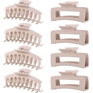 Blond Hair Clips for Women - 8 Pack 4.3 Inch Large Hair Claw Clips for Women Thin Thick Curly Hair, Big Matte Banana Clips,Strong Hold jaw clips