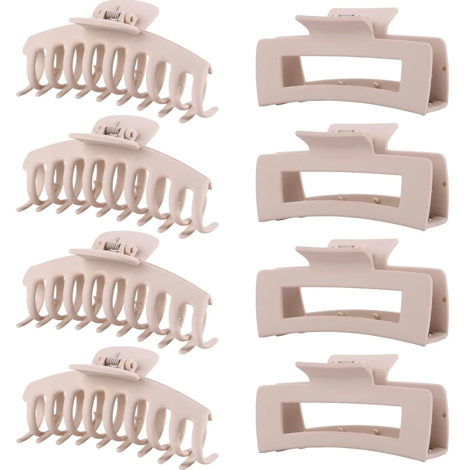 Blond Hair Clips for Women - 8 Pack 4.3 Inch Large Hair Claw Clips for Women Thin Thick Curly Hair, Big Matte Banana Clips,Strong Hold jaw clips