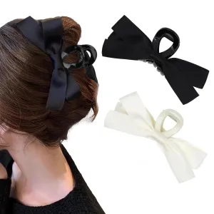 Bow Claw Clips for Women Girls Hair Claw Clips Bow Hair Clips for Women Girls Big Extra Large Claw Clips for Thick Thin Hair White Black Bow Claw Clip Big Bows for Girls Hair Accessories for Women