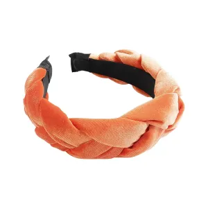 Braided Hair Band Velvet Braided Headband Women's Wide Vintage Padded Headband For Women And Girls Head Bands Sweat (Orange, One Size)
