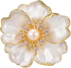 Brooches and Pins for Women Elegant Flower Pearl Brooches Costume Broches Jewelry Lady Christmas Pin for Women