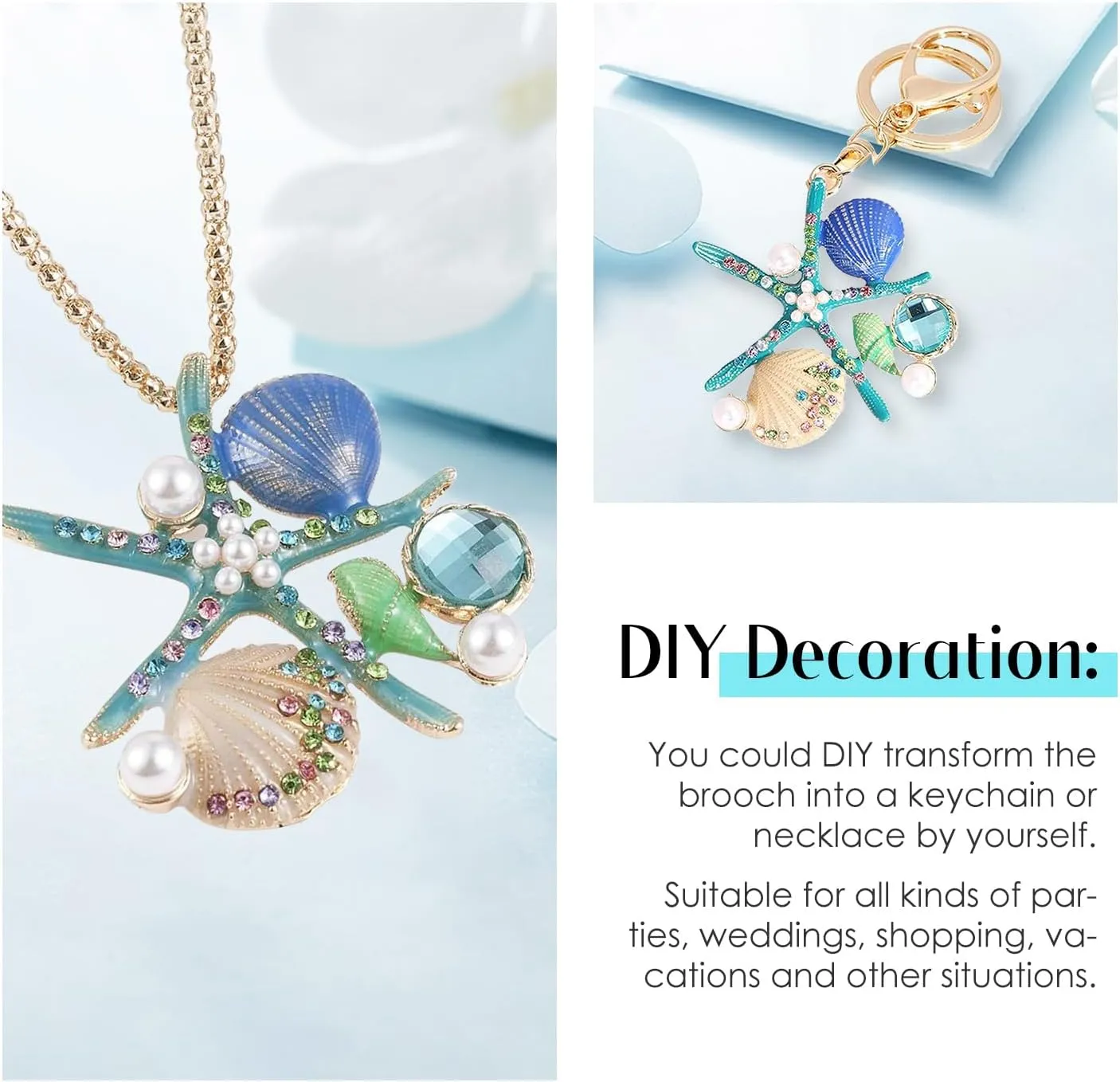 Brooches for Women, Starfish Shell Pearl Brooch Elegant Jewelry Fashionable Gifts Hand Crafted Ladies Brooches Pin