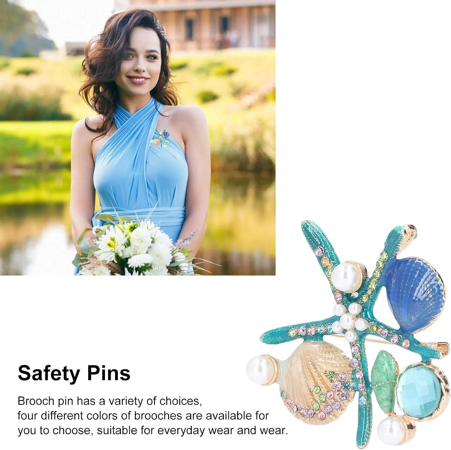 Brooches for Women, Starfish Shell Pearl Brooch Elegant Jewelry Fashionable Gifts Hand Crafted Ladies Brooches Pin